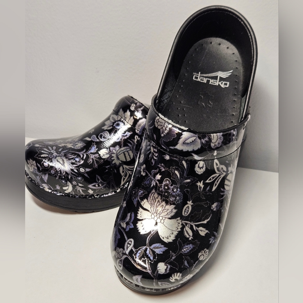 Dansko Women's Metallic Floral Print Slip-On Shoes, Sz 37, US Sz 6.5-7 - Picture 2 of 12